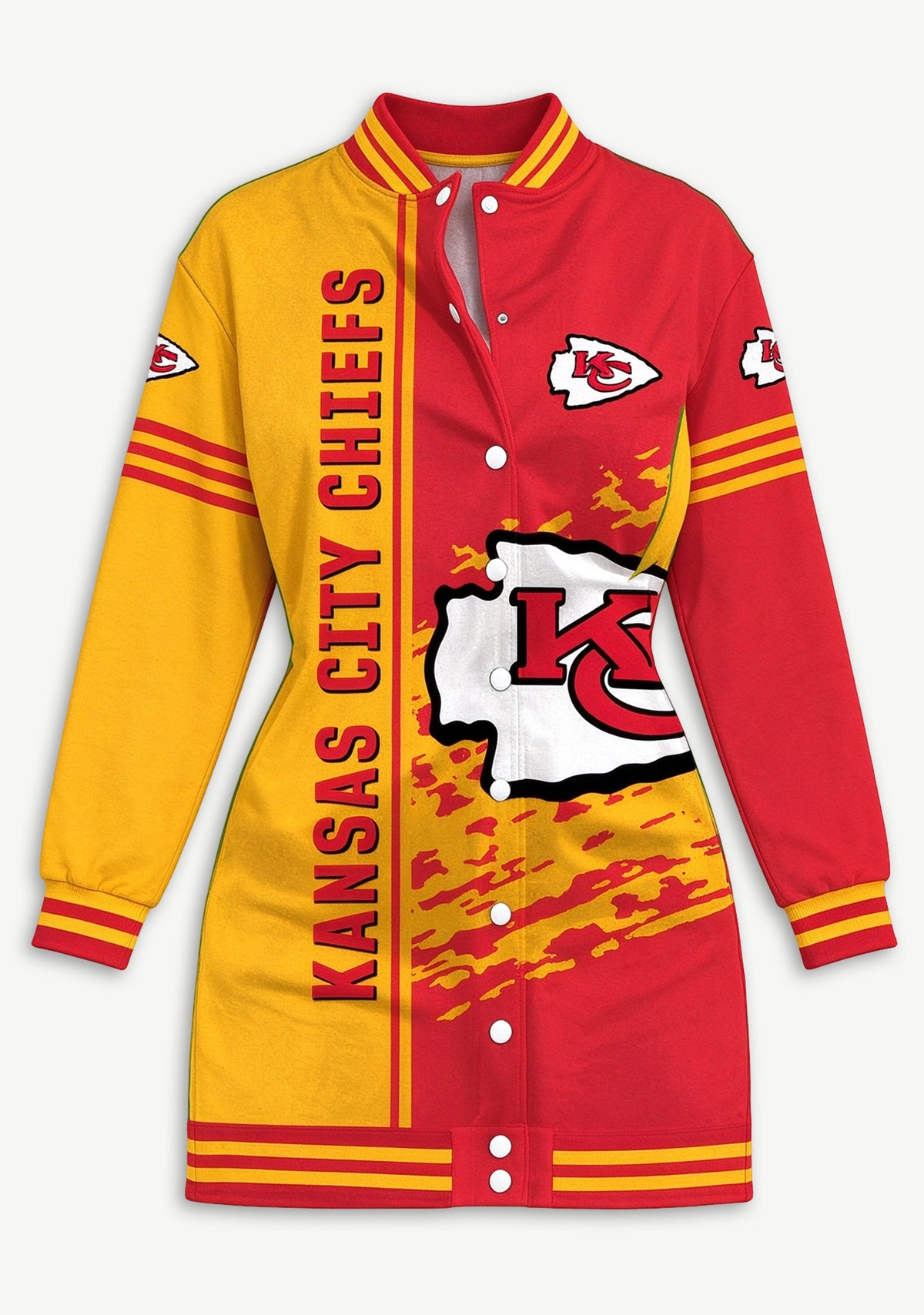 Women's Kansas City Chiefs Color Block Button Down Jacket Dress
