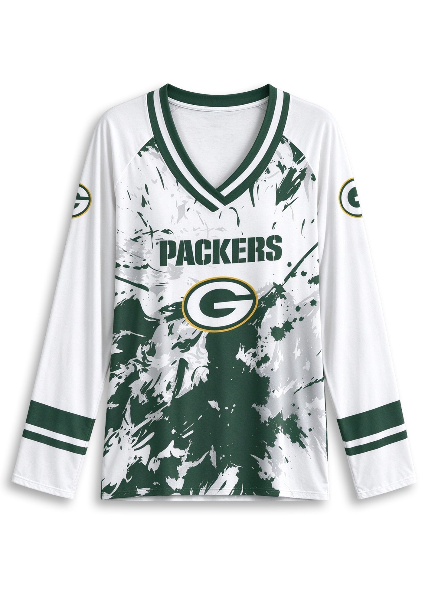 Women's Green Bay Packers Graphic V Neck Long Sleeve Shirt Secondary image