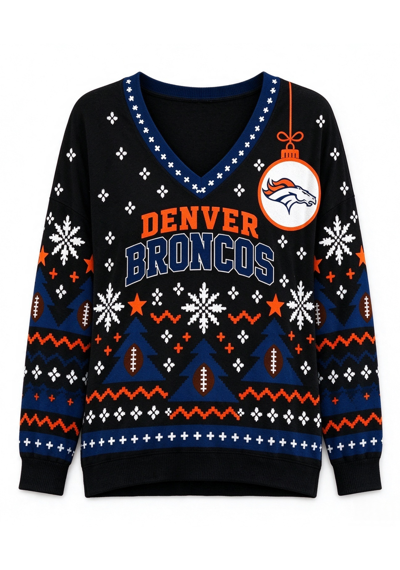Women’s Denver Broncos Ugly NFL Christmas Sweatshirt Secondary image