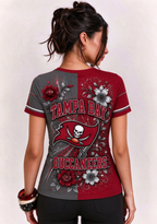 Women Tampa Bay Buccaneers Floral Henley T-Shirt