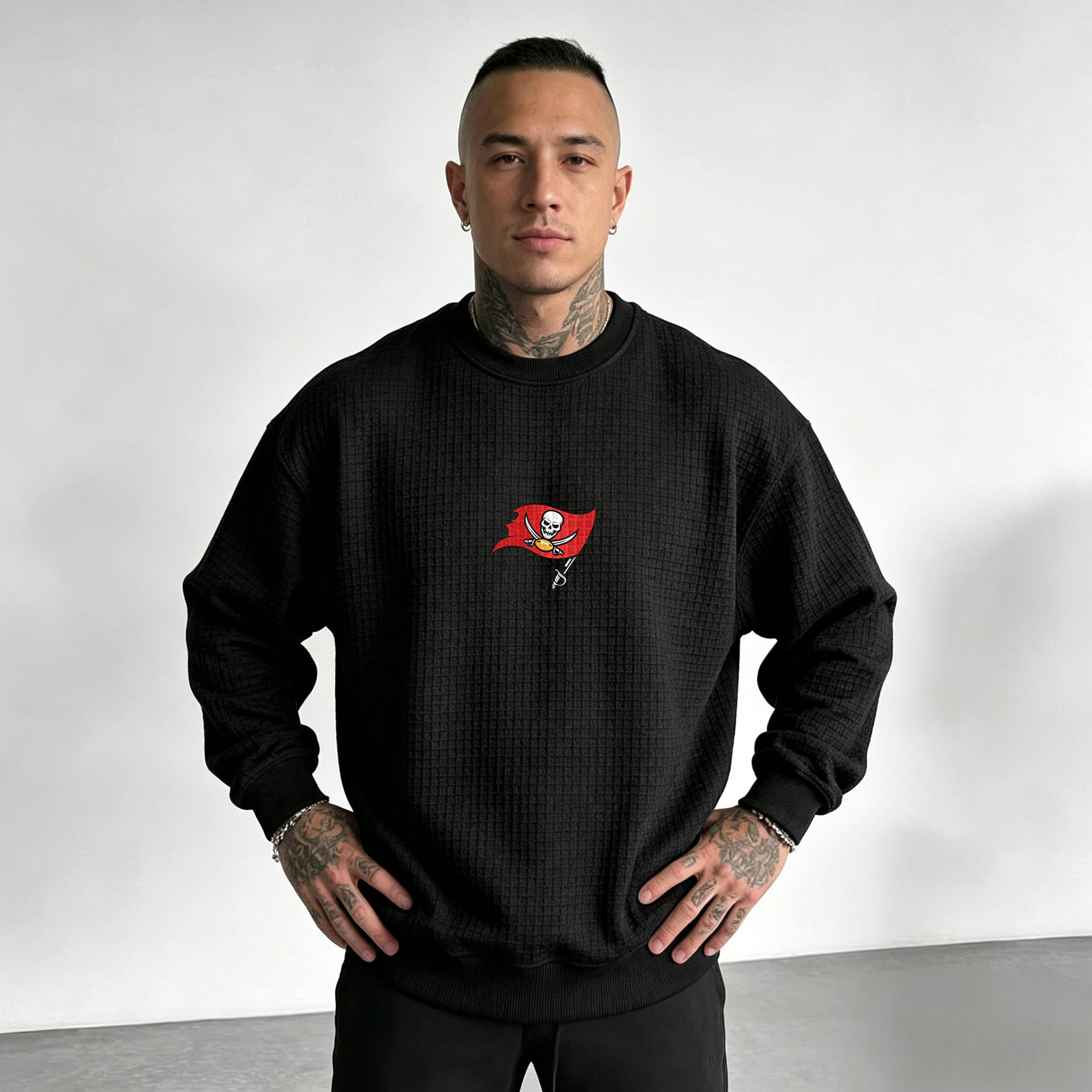 Tampa Bay Buccaneers Helmet Waffle Knit Crewneck Sweatshirt Secondary image