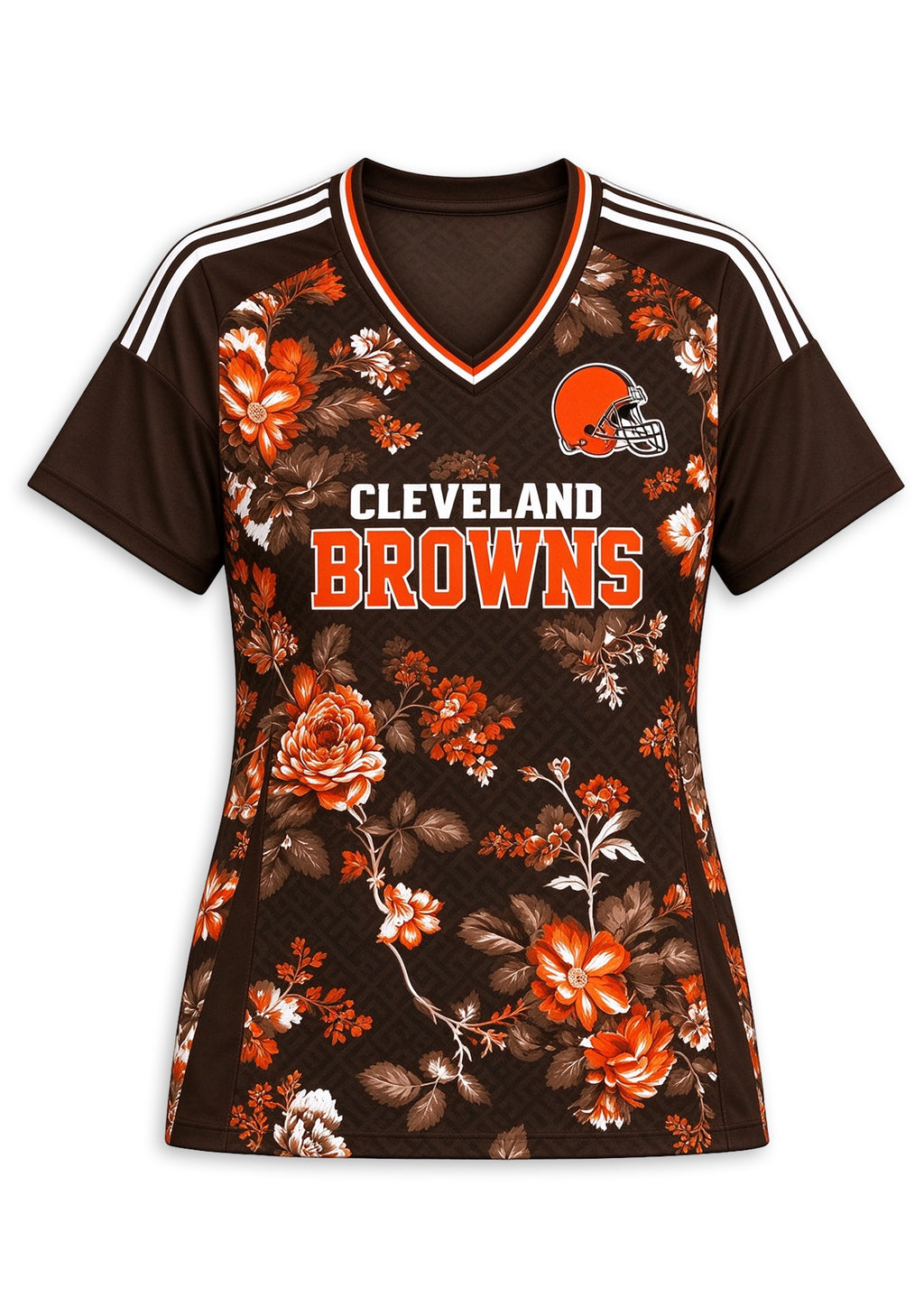 Women's Cleveland Browns Floral V-Neck T Shirt