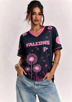 Atlanta Falcons Breast Cancer Awareness Dandelion V-Neck T-Shirt
