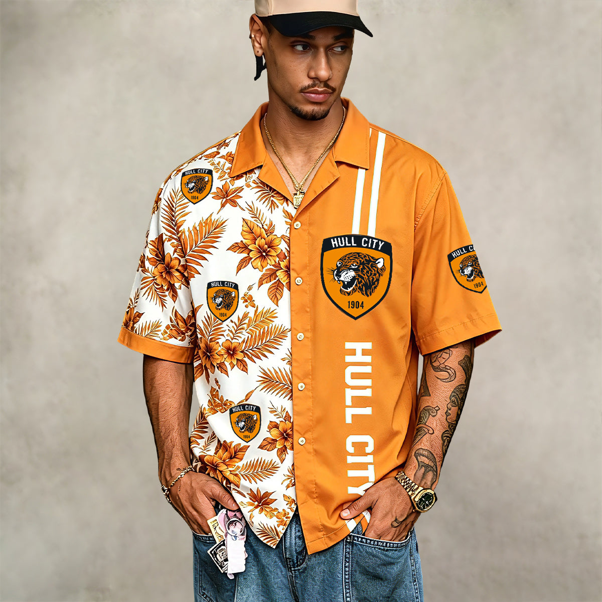 Hull City AFC Half‑Split Hawaiian Shirt For Fan Main image
