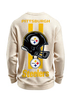 Pittsburgh Steelers Helmet Graphic Waffle Knit Crewneck Sweatshirt