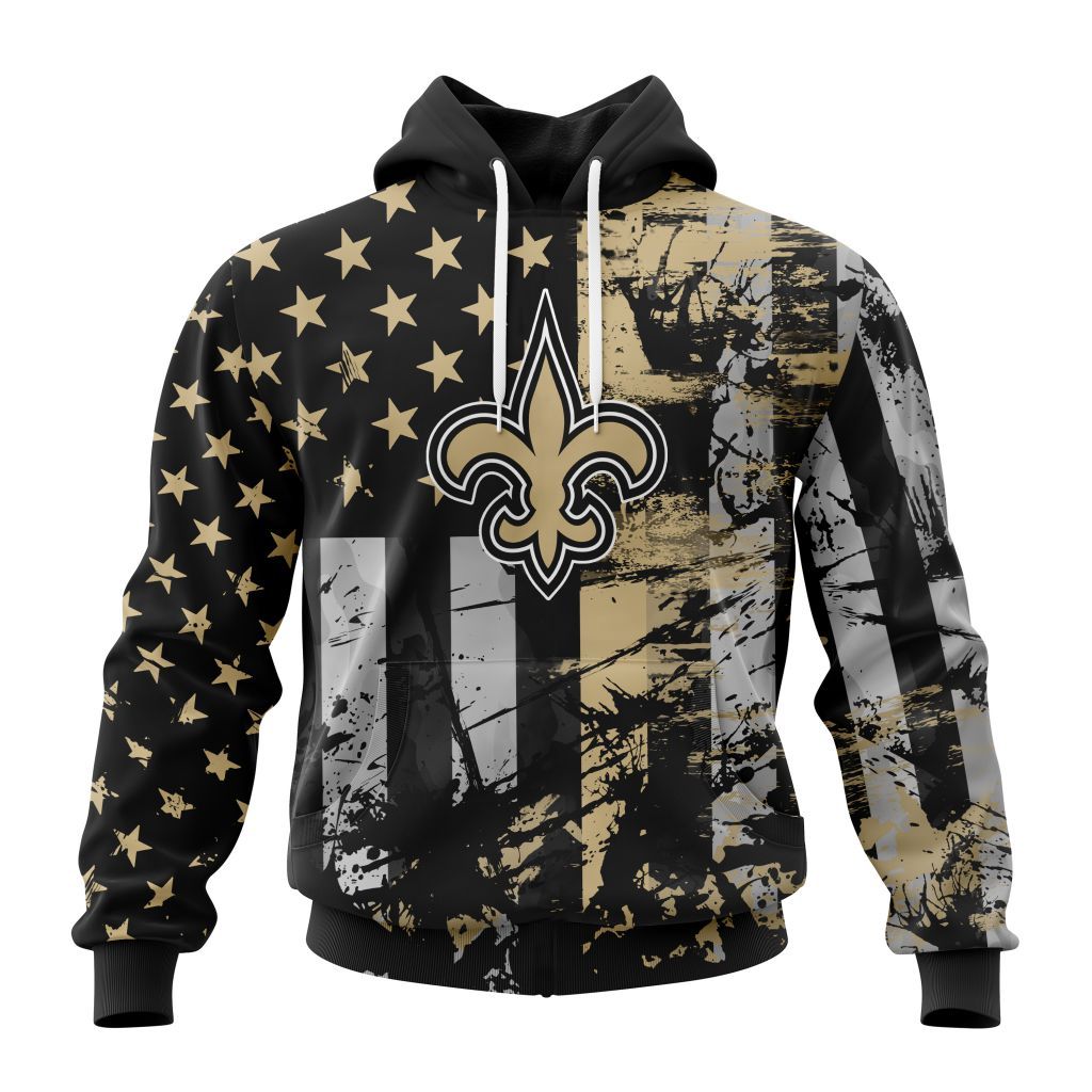 New Orleans Saints Vintage American Flag Graphic Hoodie NFL Fan Sweatshirt Main image