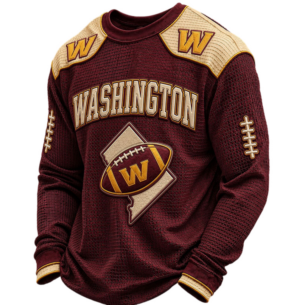 Washington Commanders Waffle Knit Long-Sleeve Sweatshirt