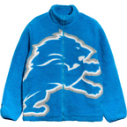 Detroit Lions Big Logo Full Zip NFL Sherpa Fleece Jacket