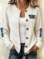 Women's Football Fans Printed Knitted Cardigan Top