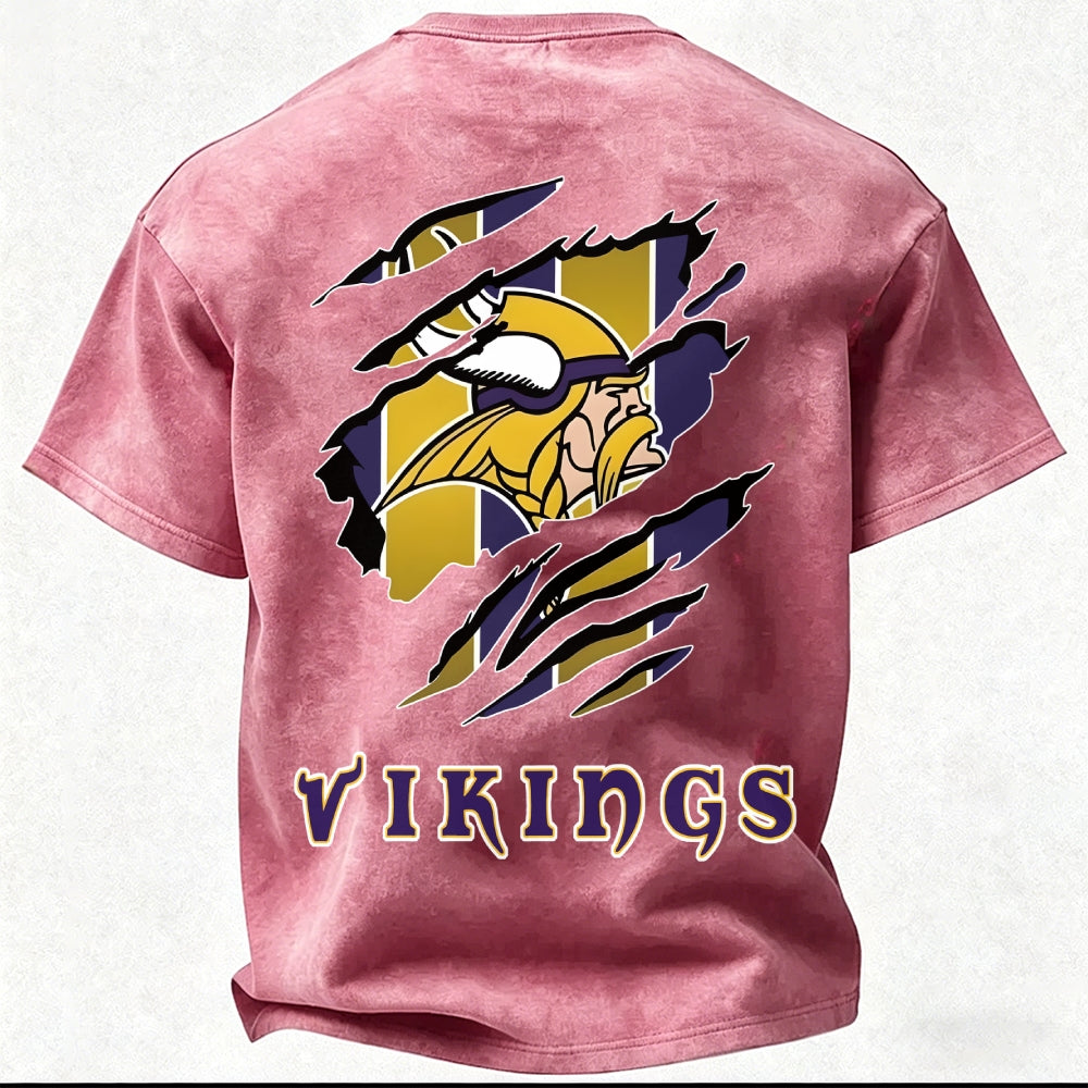 Minnesota Vikings Printed Unisex 100% Pure Cotton 100% pure cotton Washed T-Shirt