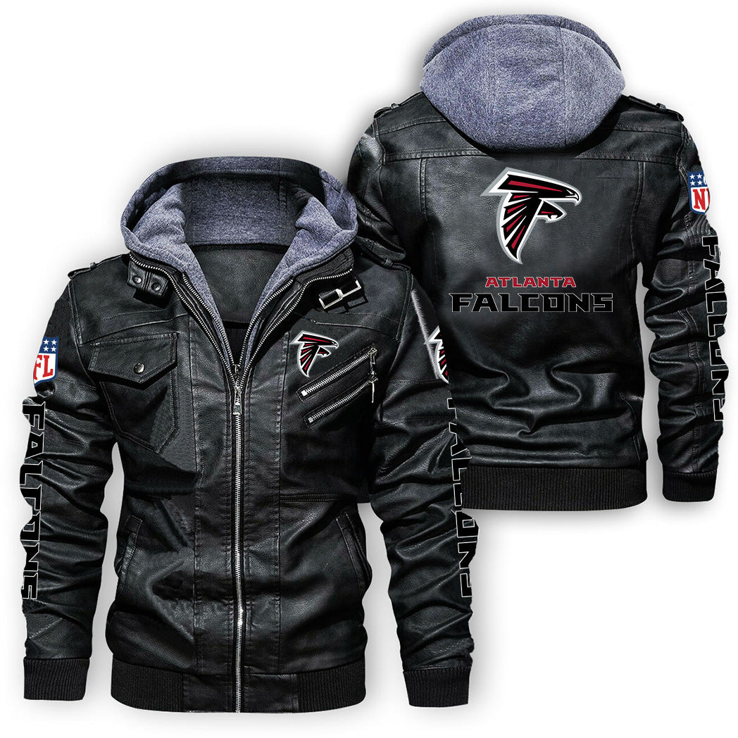 Atlanta Falcons Logo PU Leather Hooded Jacket Main image