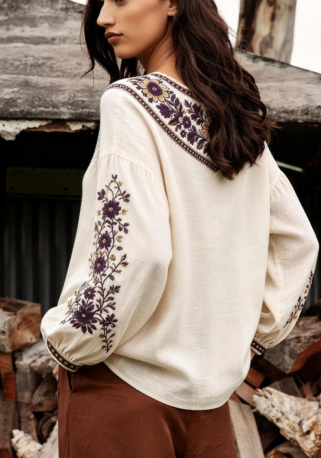 Baltimore Ravens Bohemian Floral Printed V-Neck Long Sleeve Shirt