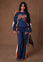 Women's  Chicago Bears Crewneck Sweatshirt & Flared Pants 2 Piece Set