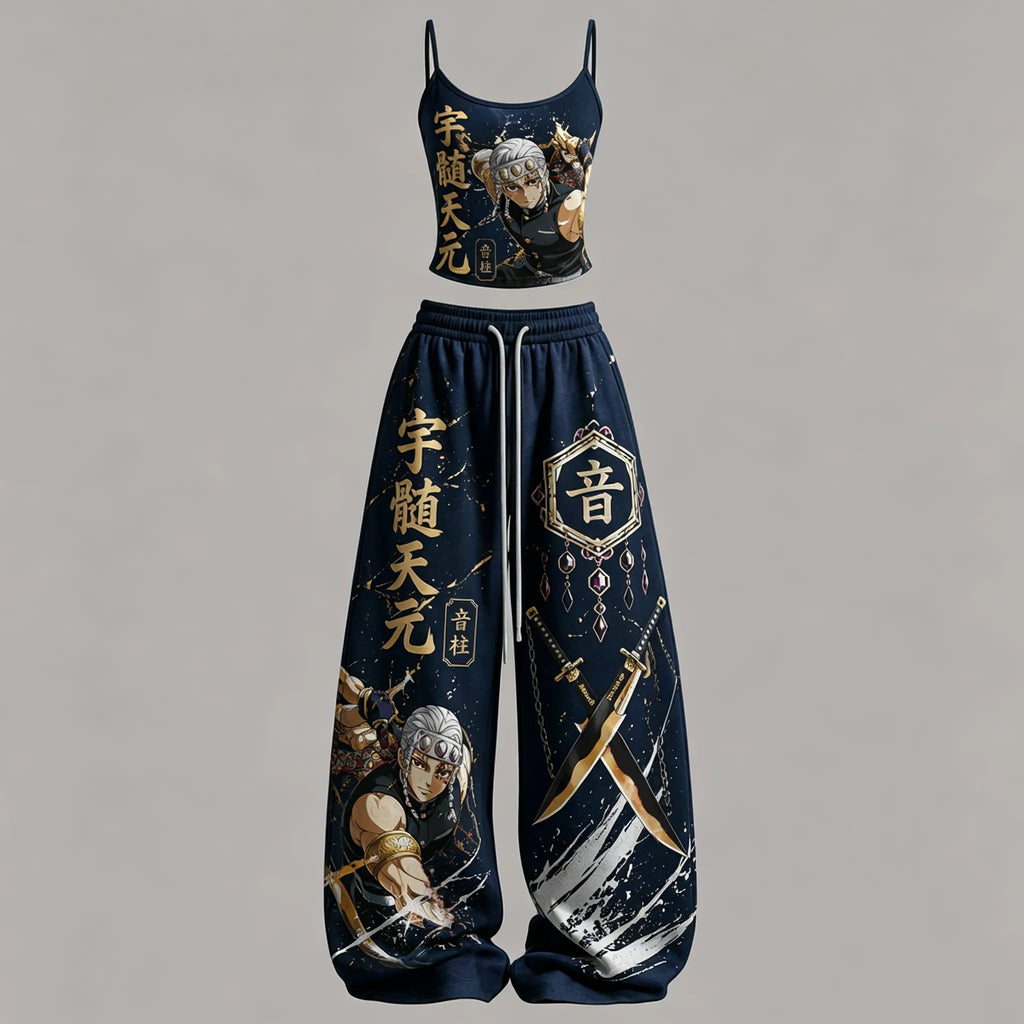 Demon Slayer Top & Elasticated Trousers Two-Piece Set