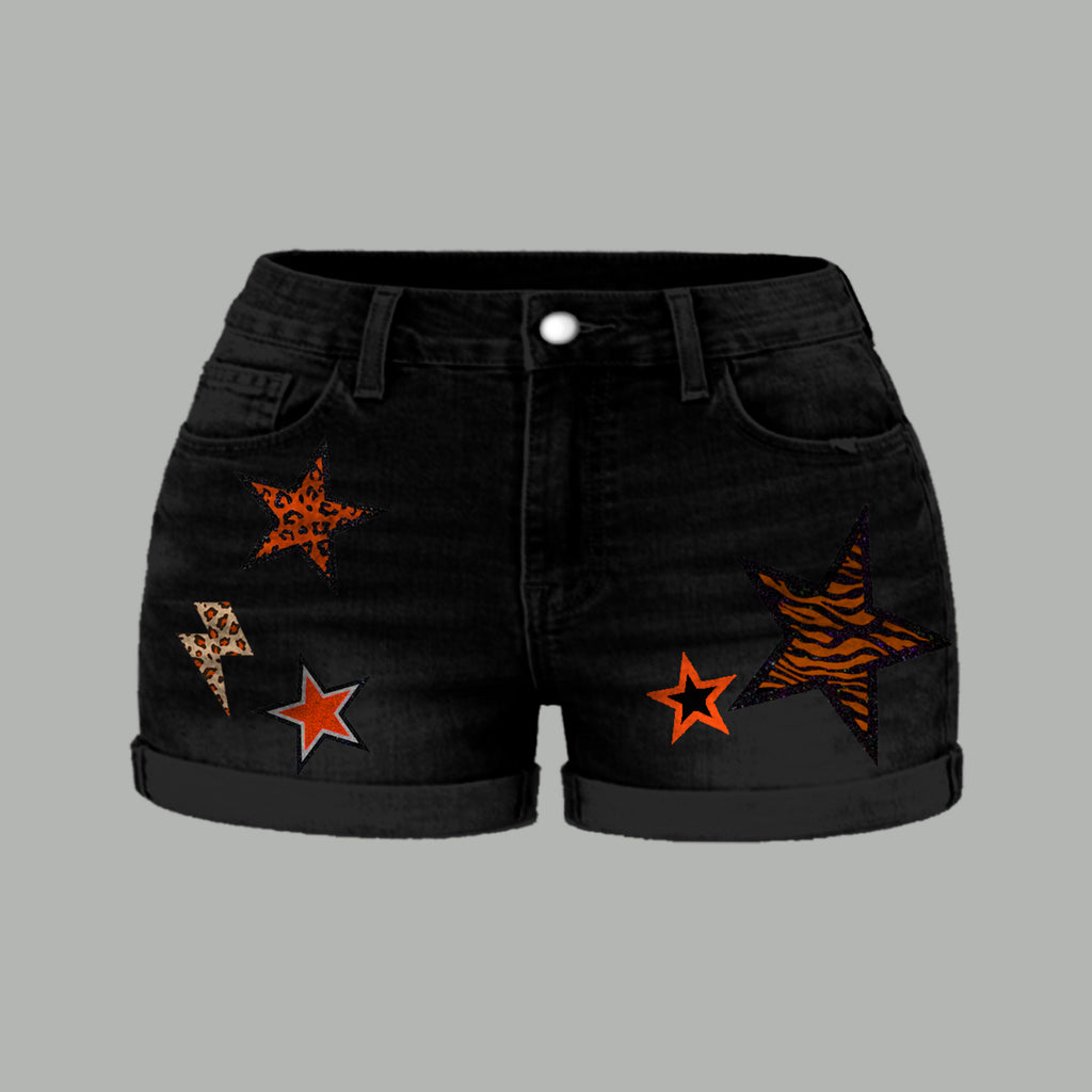 Denver Broncos X Pokémon Bodysuit  & Stretch Black Denim Shorts Two-Piece Set