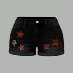 Denver Broncos X Pokémon Bodysuit  & Stretch Black Denim Shorts Two-Piece Set