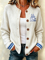 Women'S Casual Football Plant Knitted Cardigan Top