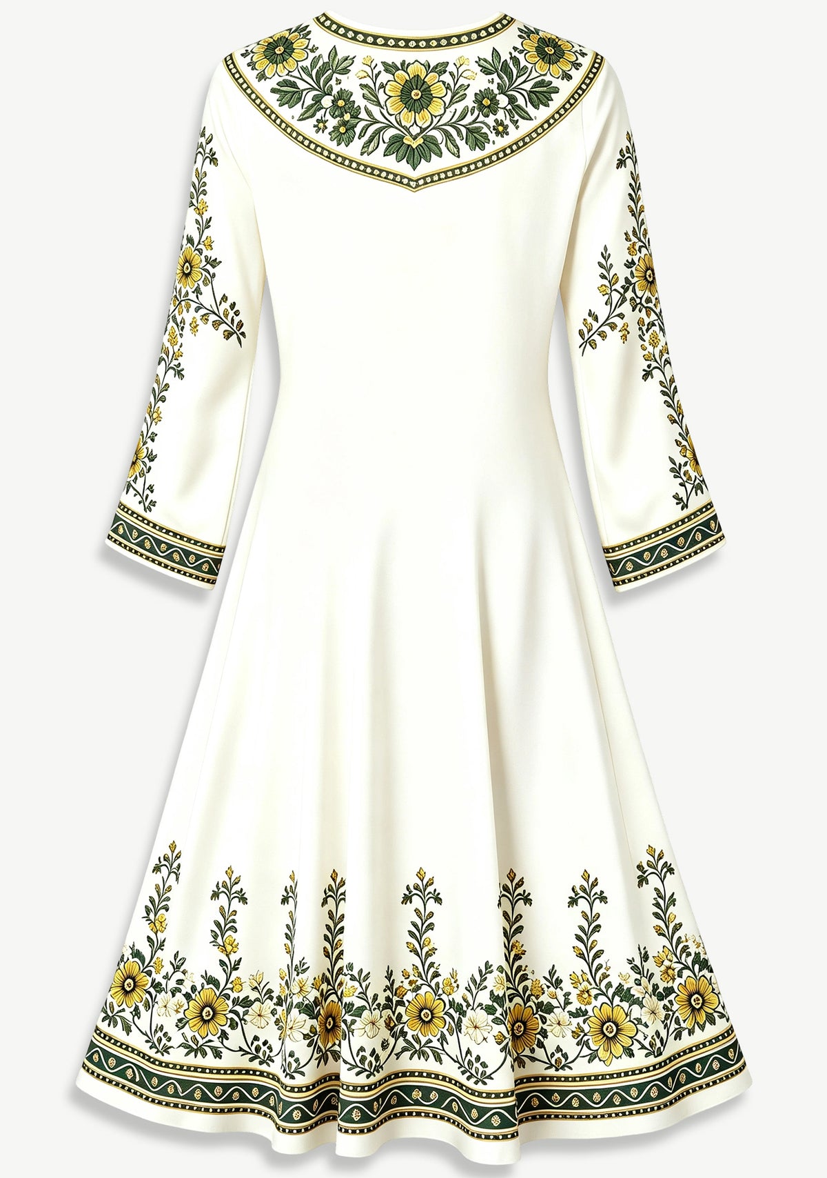 Green Bay Packers Boho Floral Print Game‑Day Midi Dress