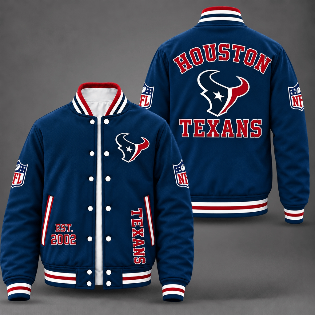 Unisex Houston Texans Logo Printed Varsity Jacket