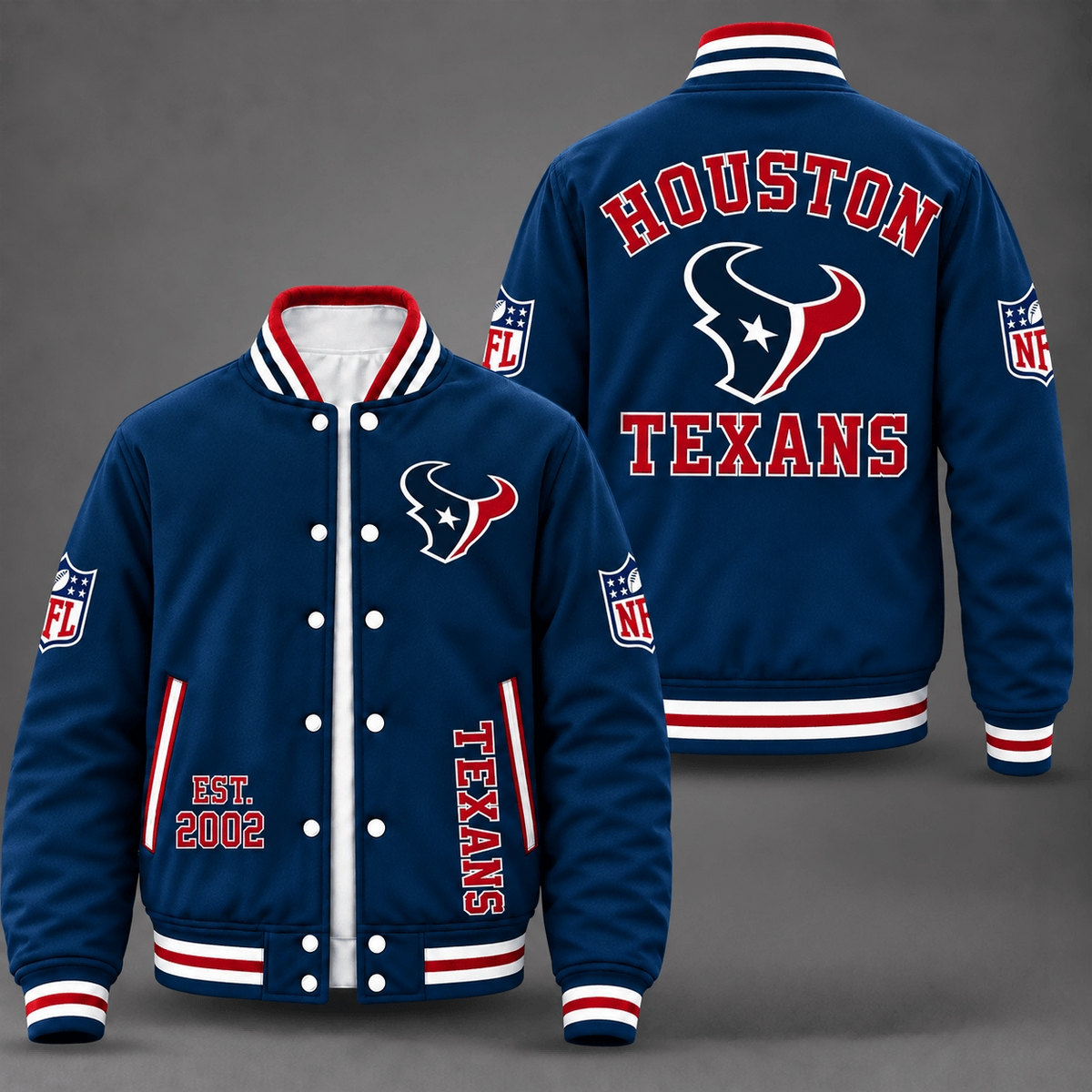 Unisex Houston Texans Logo Printed Varsity Jacket