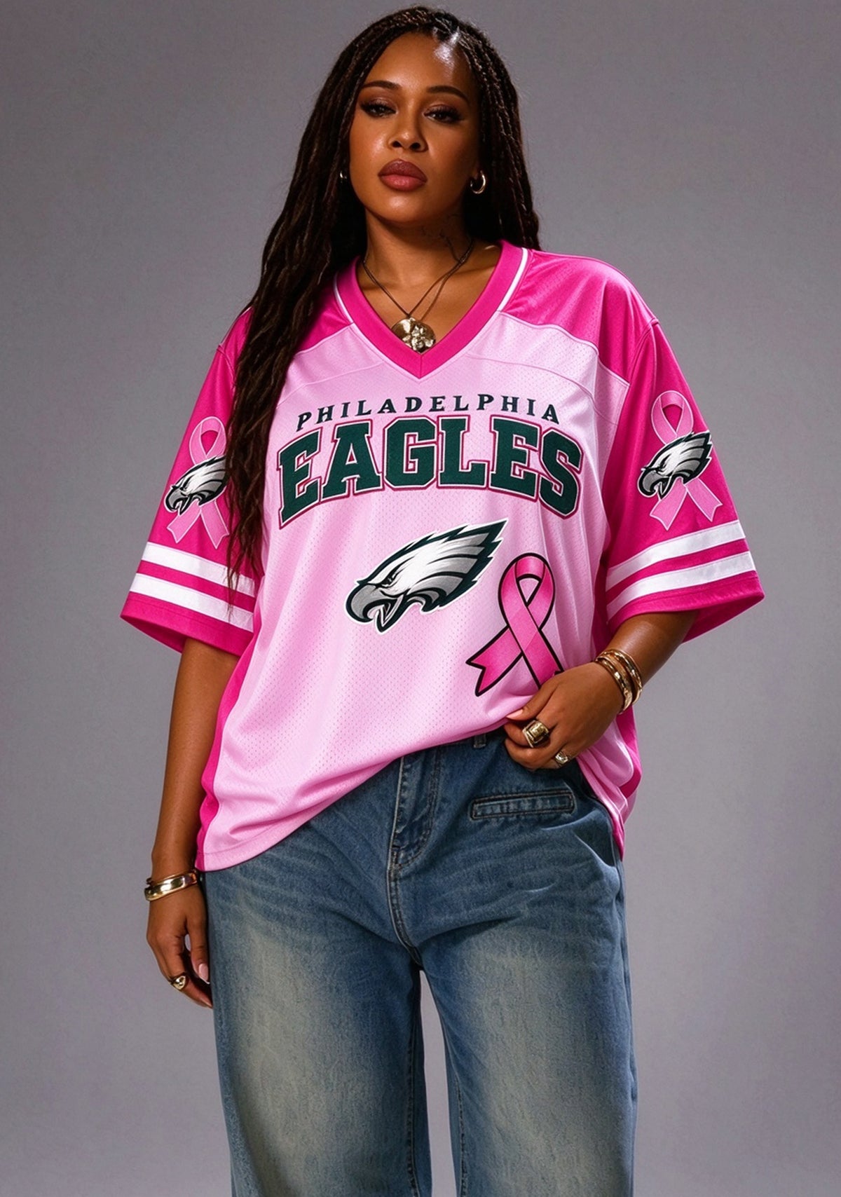 Women Philadelphia Eagles Breast Cancer Awareness Pink Ribbon Mesh Jersey Main image