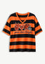 Women's Peace Love Cincinnati Bengals Football Striped V Neck T-Shirt