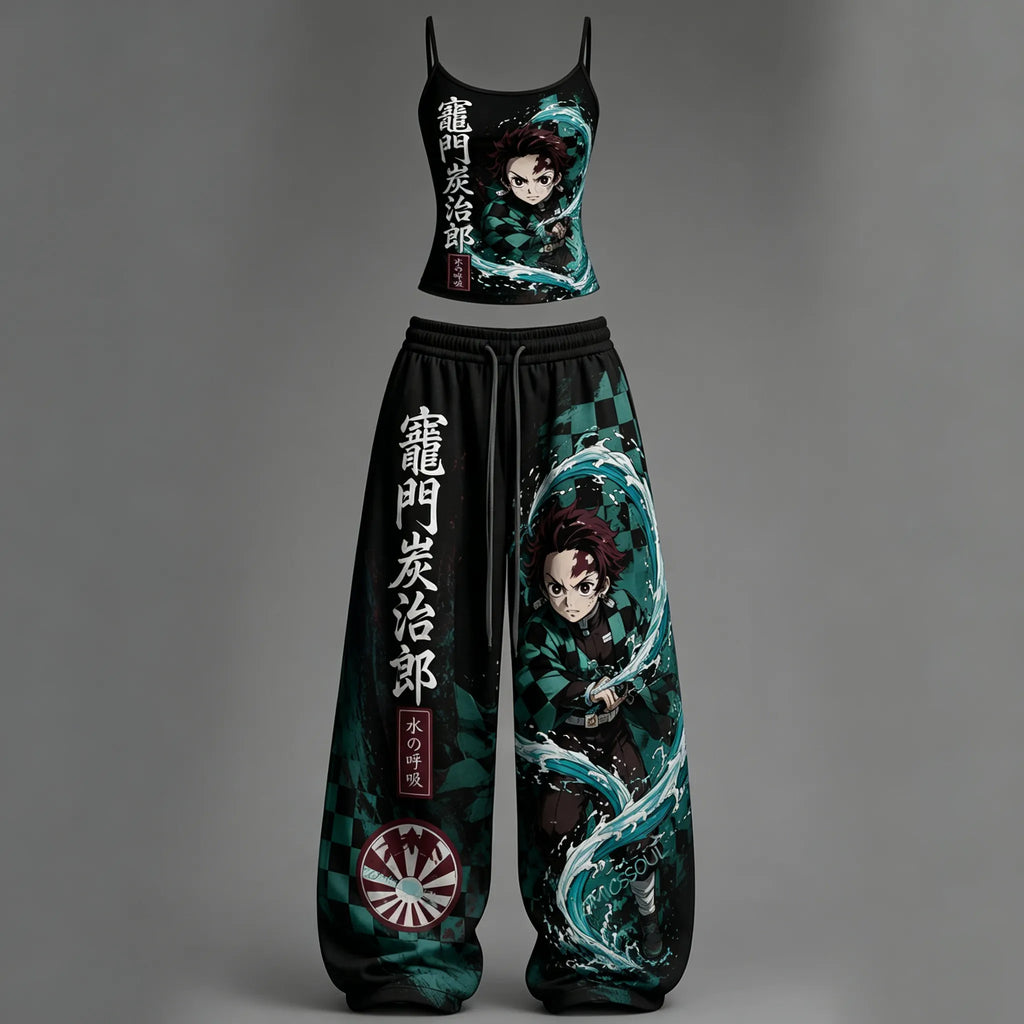 Demon Slayer Top & Elasticated Trousers Two-Piece Set