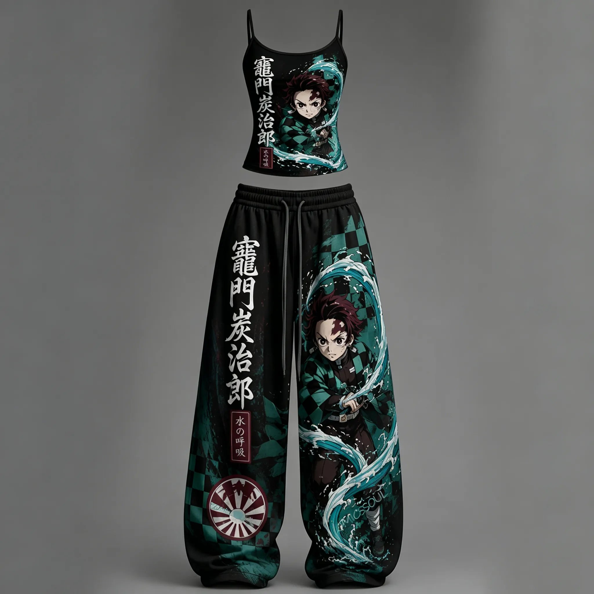 Demon Slayer Top & Elasticated Trousers Two-Piece Set