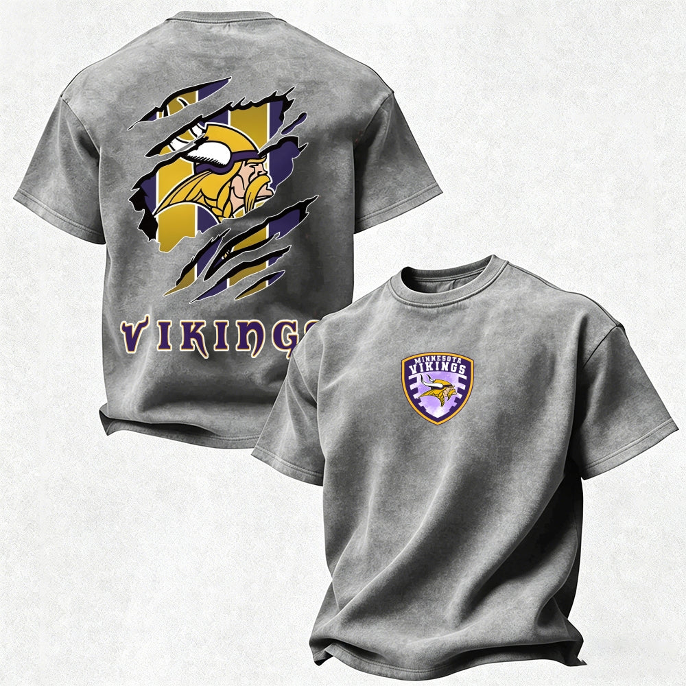 Minnesota Vikings Printed Unisex 100% Pure Cotton 100% pure cotton Washed T-Shirt