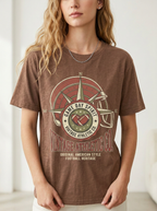 Women's Football Lover Vintage Athletic Helmet Printed T-Shirt