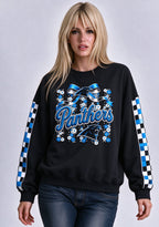 Women's Carolina Panthers Floral Bow Crewneck Sweatshirt
