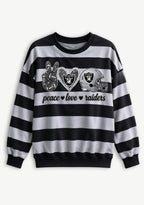 Women's Peace Love Las Vegas Raiders Striped Crewneck Sweatshirt