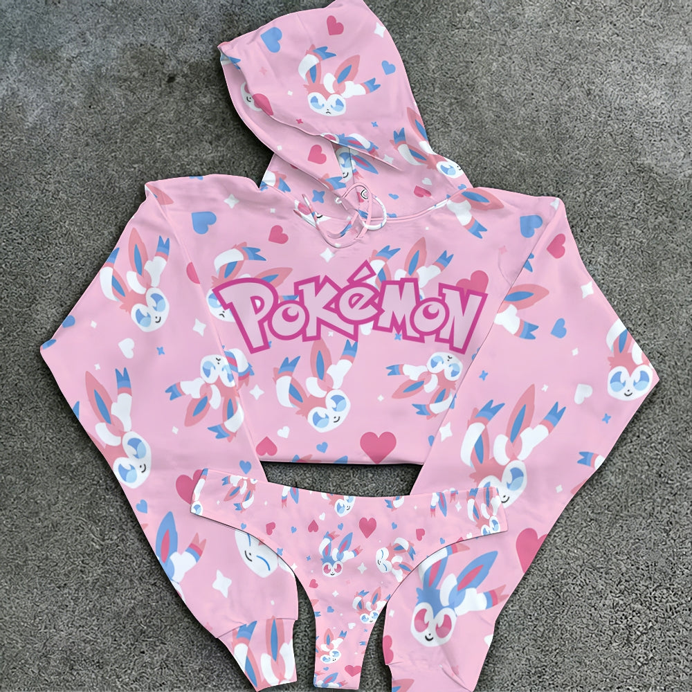 Pokémon Women's Cropped Hoodie & Thong Sets