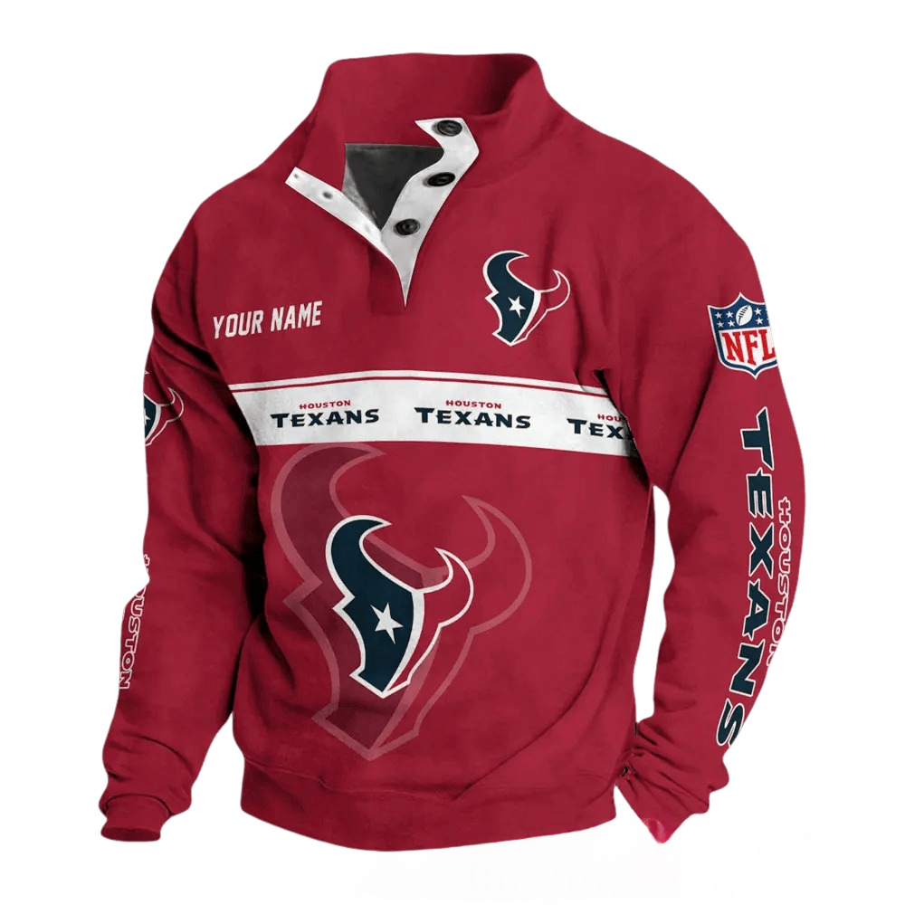 Houston Texans Burgundy Custom Button Mock Neck Sweatshirt Main image