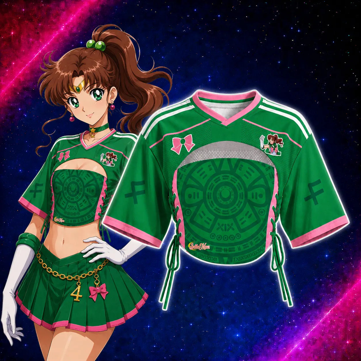 “Sailor Moon” Mesh Short-Sleeve Tube Top Set