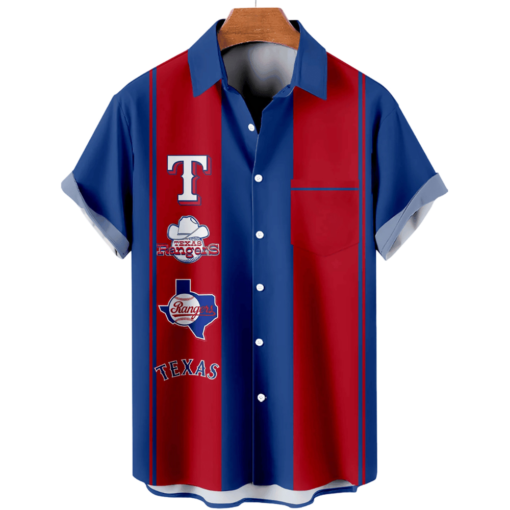 Texas Rangers Split Color Striped Texas Pride Hawaiian Shirt