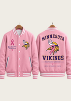 Minnesota Vikings Breast Cancer Awareness Pink Ribbon Varsity Jacket
