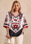 Women’s Tampa Bay Buccaneers Boho Floral V-Neck 3/4 Sleeve Shirt