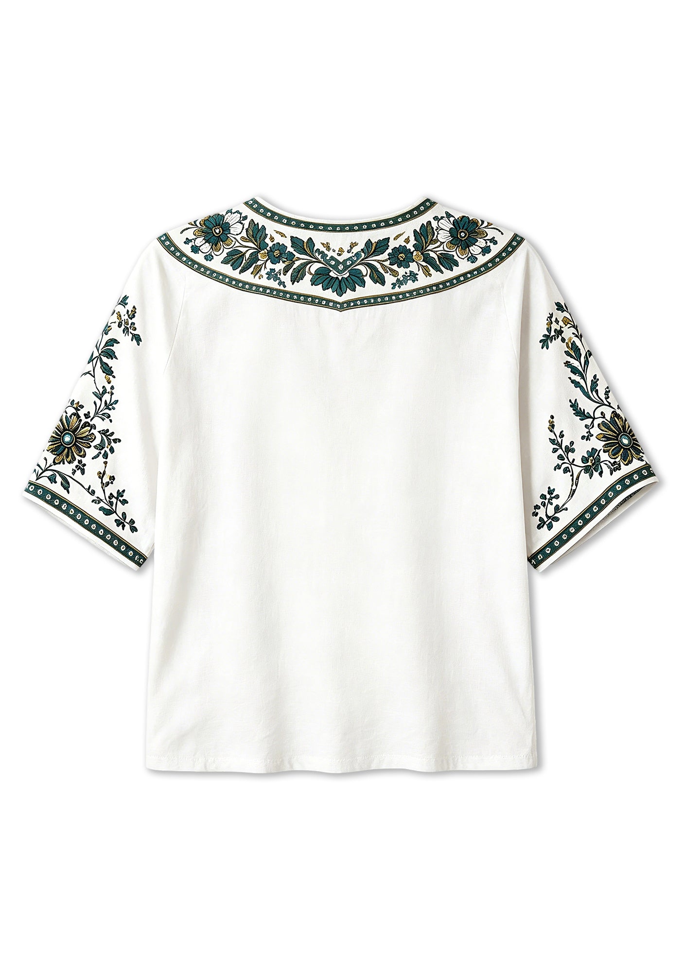 Boho Teal Floral Jacksonville Jaguars V-Neck Blouse
