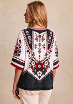 Women’s Tampa Bay Buccaneers Boho Floral V-Neck 3/4 Sleeve Shirt