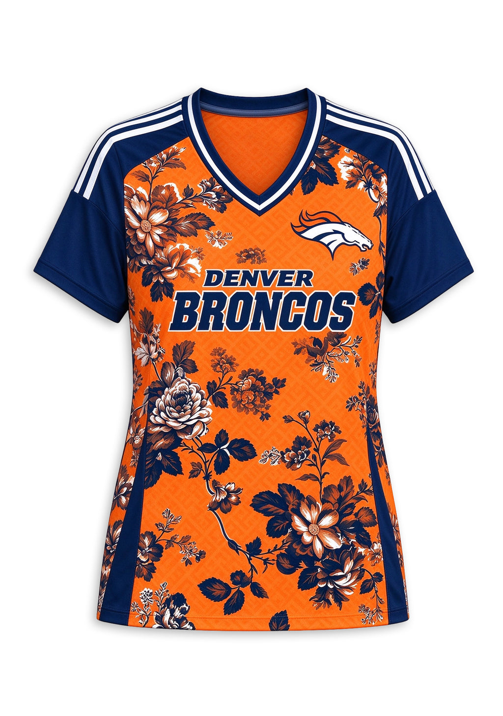 Women's Denver Broncos Floral V-Neck T Shirt