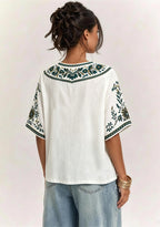 Boho Teal Floral Jacksonville Jaguars V-Neck Blouse