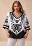 Women’s Las Vegas Raiders Boho Floral V-Neck 3/4 Sleeve Shirt