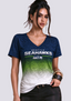 Women's Seattle Seahawks Ombre Rose Floral V-Neck T-Shirt