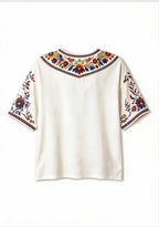 Venezuela Bohemian Ethnic Floral V-Neck Blouse