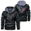 Houston Texans Logo PU Faux Leather Hooded Jacket