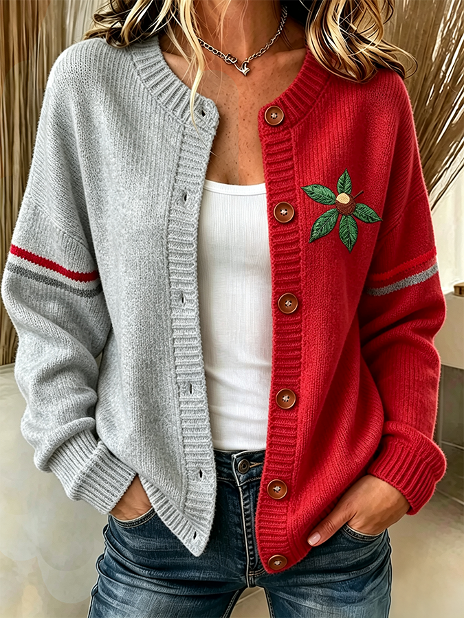 Women'S Casual Football Plant Knitted Cardigan Top Secondary image
