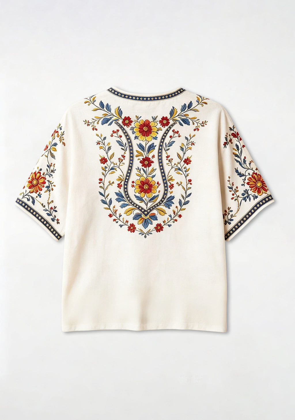 Colombian Cultural Scenery Tropical Floral V-Neck Blouse