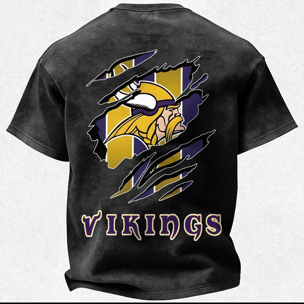 Minnesota Vikings Printed Unisex 100% Pure Cotton 100% pure cotton Washed T-Shirt