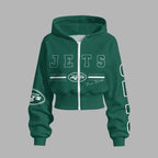 New York Jets Zip-up hooded jacket and elastic-waist pants set | NFL